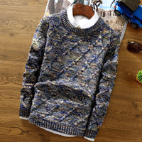 Pullover Herren Rundhals Bunt | Strick & Gemustert in Blau