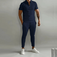 Herren Elegantes Polo Shirt und Hose Set | Stilvoll in Dunkelblau