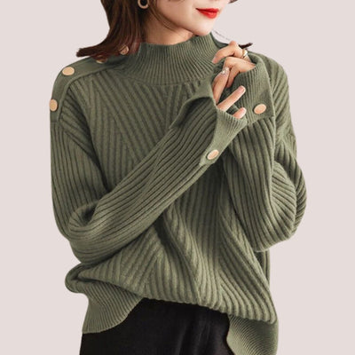 Amanda - Gemütlicher Rollkragenpullover mit Knopfakzenten