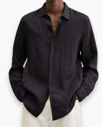 Herren Elegante Freizeit Hemd | Lange Ärmel in Schwarz