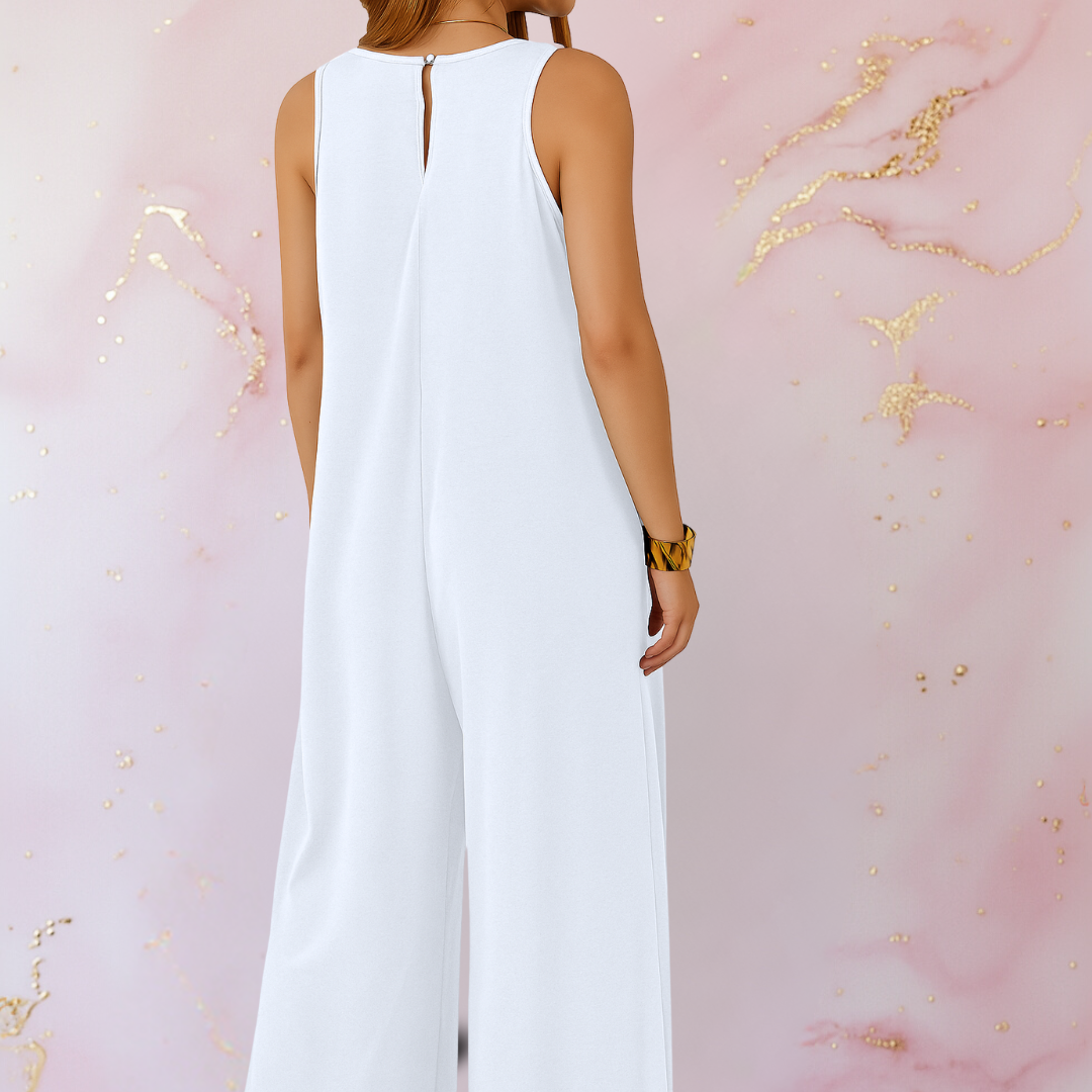 Magda™ | Bequemer Jumpsuit mit V-Ausschnitt und weitem Bein