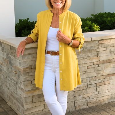 Louise™ | Schlichte Hemdbluse mit Schleifenärmeln