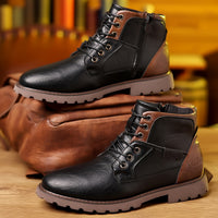 Winterschuhe Herren | Walkingstiefel Mit Reißverschluss Und Schnürung in Schwarz