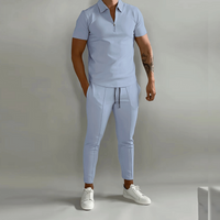 Herren Elegantes Polo Shirt und Hose Set | Stilvoll in Hellblau