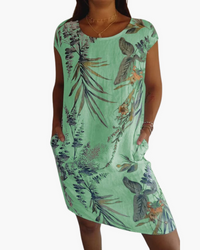 Damen T-Shirt Kleid | Lockeres Sommerkleid mit Print in Grün