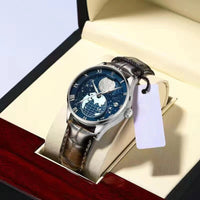 Business-Style Quartz Watch in Silber Blau