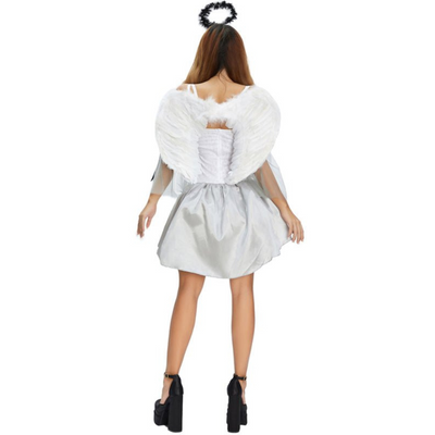 Damen Halloween Kleid mit Schnürung | Mini mit Flügeln