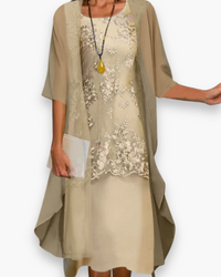 Damen Elegantes Zweiteiliges Kleid | Sommerkleider in Gelb