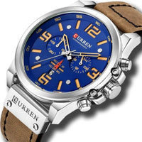 Stylische, entspannte Quarzuhr in Silber Blau