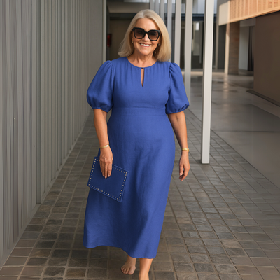 Els™ | Elegantes schlichtes Kleid mit V-Ausschnitt