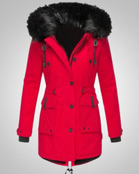 Elena | Damen Gefütterte Winter Parka Jacke in Rot