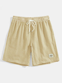 Herren Casual Elastisch Taille Gestreift Sommer Shorts in Gelb