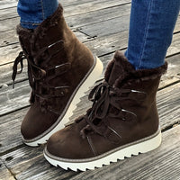 Winterschuhe Damen | Mit Schnürung Und Plateausohle Stiefel in Braun