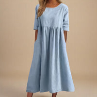 Linnea | Leichtes Baumwollkleid in Himmelblau