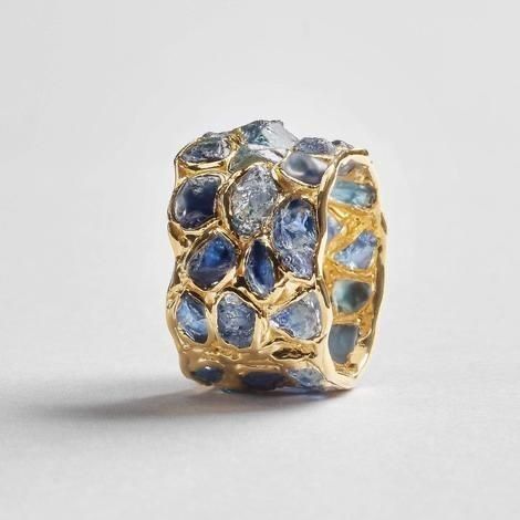 Geschmiedeter Gold-Blau-Ring