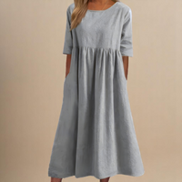 Linnea | Leichtes Baumwollkleid in Hellgrau