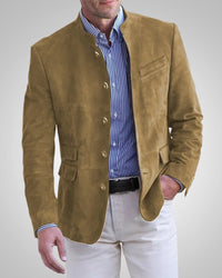 Andreas | Herren Klassische Wildleder-Blazerjacke in Khaki