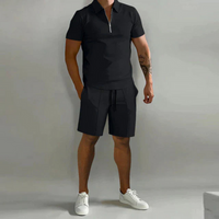 Herren Elegantes Polo- und Shorts-Set | Sommer in Schwarz