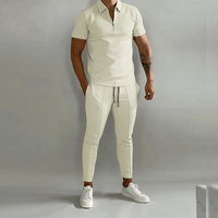 Herren Elegantes Polo Shirt und Hose Set | Stilvoll in Beige