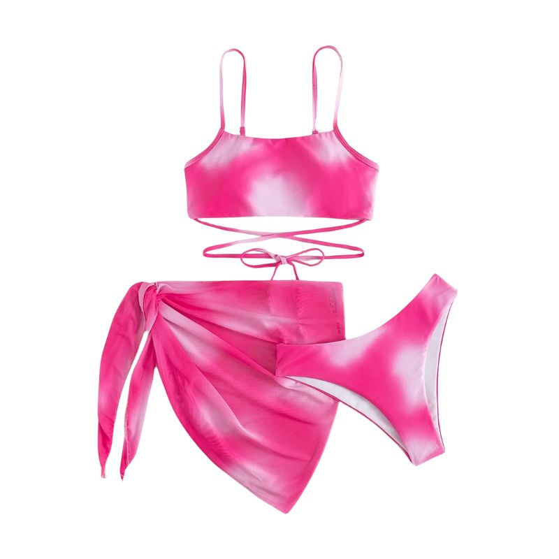 Luciana® | 3-teiliger Bikini-Badeanzug mit Schnürung und Strandrock