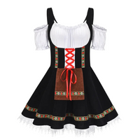 Damen Mini Dirndlkleid in Kurzform | Trachtenkleid mit klassischen Elementen in Schwarz