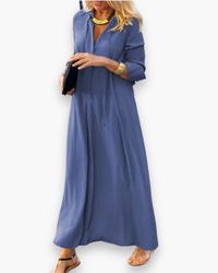 Damen Elegantes Maxi kleid | Sommer Lange Kleider in Blau