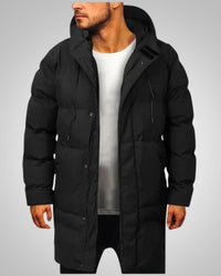 Robert | Herren Lange Steppjacke Winter Parka in Schwarz