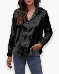 Damen Elegant Langärmelige Bluse | Festliche Blusen für Anlässe in Schwarz