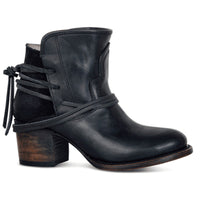 Elegante Leder Damen Stiefeletten in Schwarz