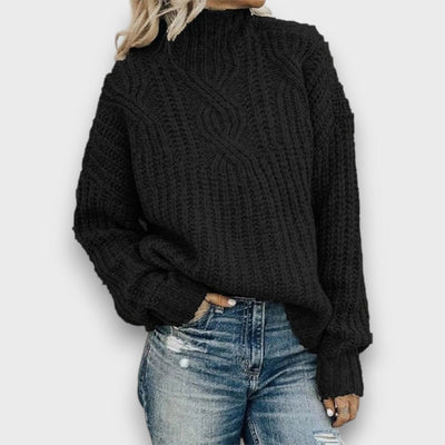 Alina – Retro Rollkragenpullover mit Zopfmuster