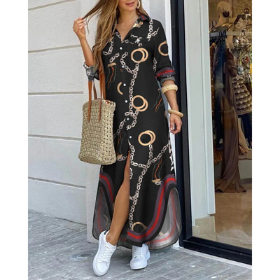 Alexa – schmales, leichtes Hemdblusenkleid mit Aufdruck