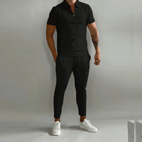 Herren Elegantes Polo Shirt und Hose Set | Stilvoll in Schwarz