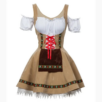 Damen Mini Dirndlkleid in Kurzform | Trachtenkleid mit klassischen Elementen in Khaki