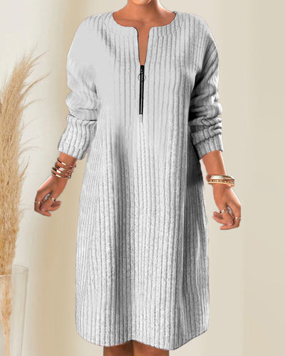 Frisch  - Lässiges Rippstrickkleid mit Reißverschluss | Strickkleid mit bequemer Passform und Frontreißverschluss