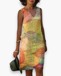 Damen Stilvolles Ärmelloses Kleid | Herbst in Gelb