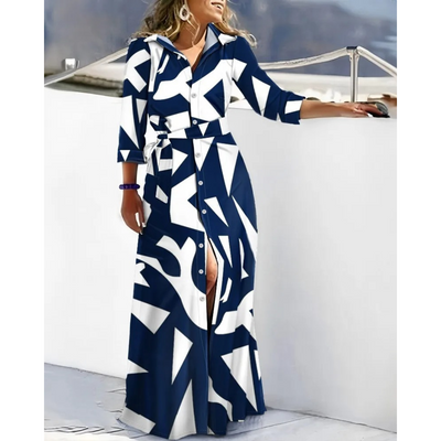 Bienna – winddichtes Hemdkleid mit grünem Gürteldruck