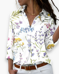 Damen Lässige Druckbluse | Zeitloser Stil in Weiß