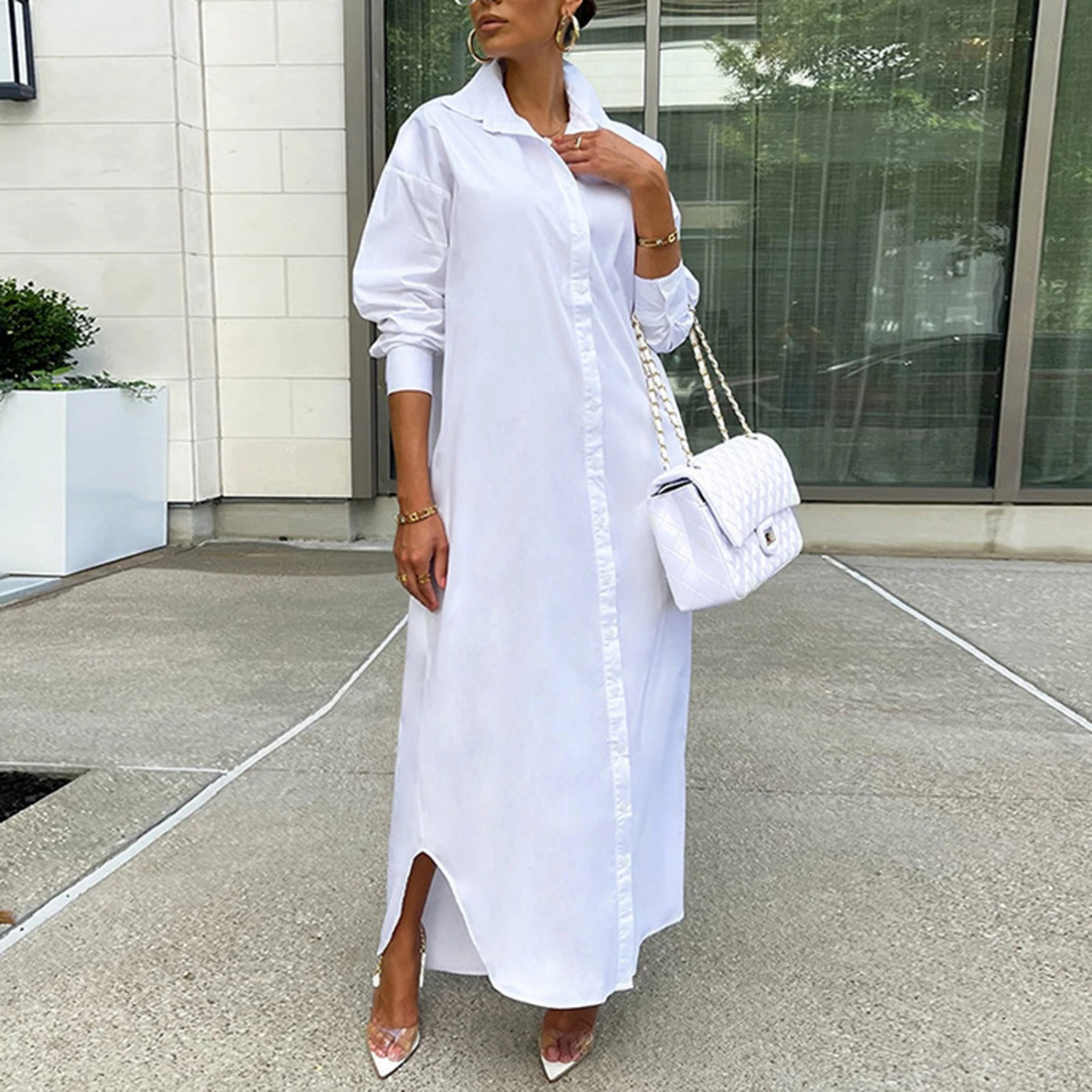 Ele – vielseitiges schlichtes Hemdblusenkleid mit Umschlagkragen