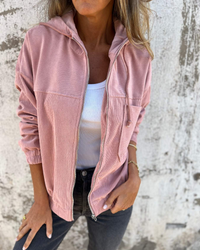 Ella™ | Cord-Kapuzenjacke mit Reißverschluss in Rosa