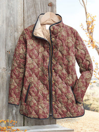 Retro Floral Print Damenjacke in Mehrfarbig