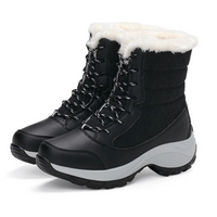 Wasserdichte Damen-Winterstiefel mit Kunstfellfutter – Warm, Rutschfest und Robust für kalte Tage in Schwarz
