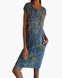 Damen T-Shirt Kleid | Lockeres Sommerkleid mit Print in Dunkelblau