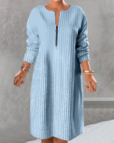 Frisch  - Lässiges Rippstrickkleid mit Reißverschluss | Strickkleid mit bequemer Passform und Frontreißverschluss