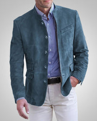 Andreas | Herren Klassische Wildleder-Blazerjacke in Blau