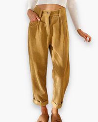 Damen Lässige Stoffhose | Bequeme Passform in Sonnenstrahl Gelb
