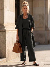Linnea | Leichtes Leinen-Set in Schwarz