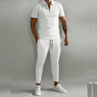 Herren Elegantes Polo Shirt und Hose Set | Stilvoll in Weiß