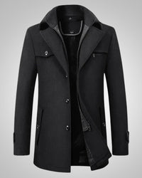 Michael | Herren Klassischer Winter Reißverschluss Mantel in Schwarz