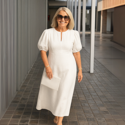 Els™ | Elegantes schlichtes Kleid mit V-Ausschnitt