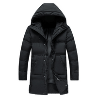 Herren Winterjacke | Gepolsterter Mantel Mit Kapuze in Schwarz